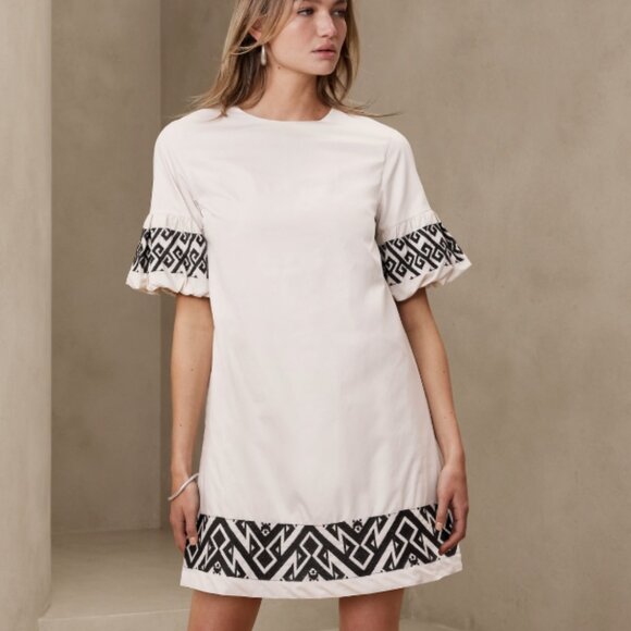 Banana Republic Embroidered-Sleeve Mini Dress (NWT) - Picture 1 of 5